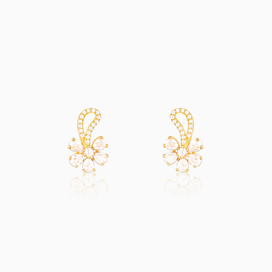 Golden White Floral Damsel Earrings