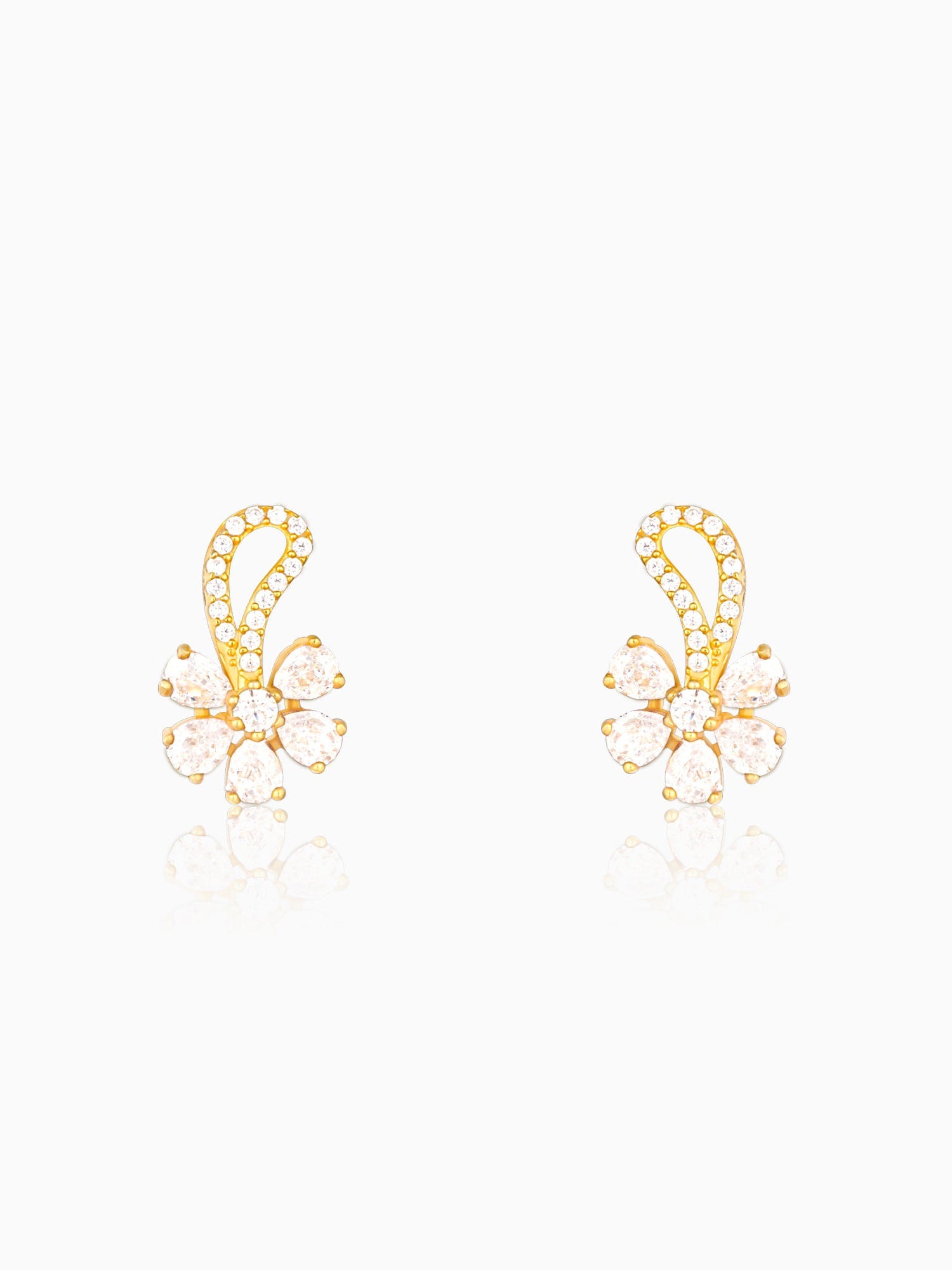 Golden White Floral Damsel Earrings