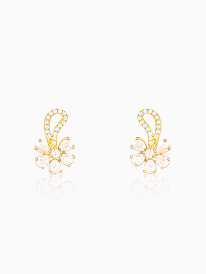 Golden White Floral Damsel Earrings