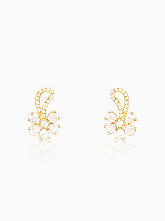 Golden White Floral Damsel Earrings