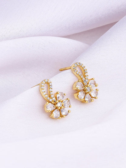Golden White Floral Damsel Earrings