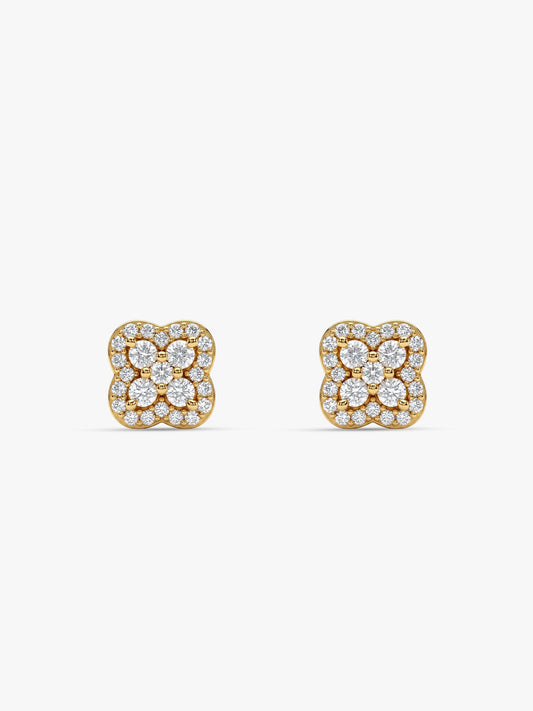 Golden Pansy Flower Earrings