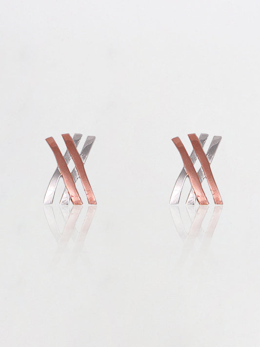 Silver Rose Gold Linear Earrings