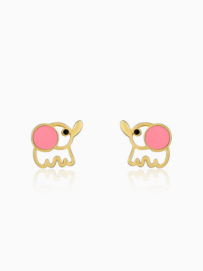 Golden Baby Elephant Kids Earrings (4-12 yrs)