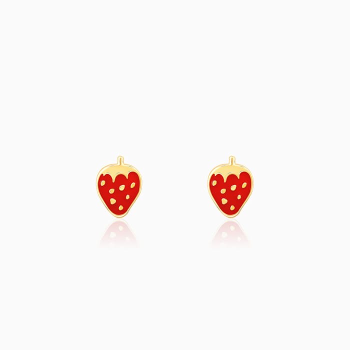Golden Cute Strawberry Kids Earrings