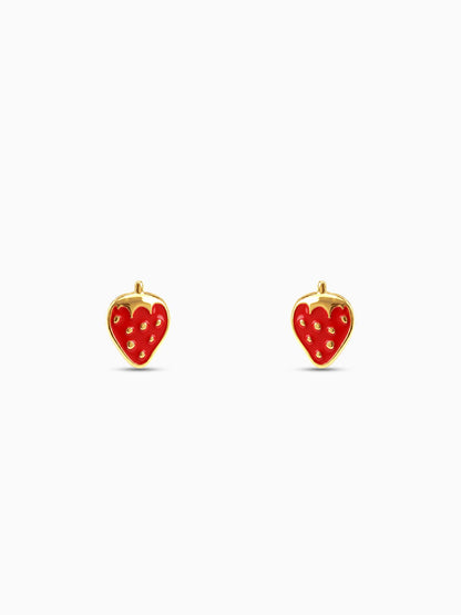 Golden Cute Strawberry Kids Earrings (4-12 yrs)