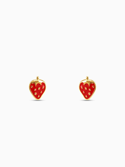 Golden Cute Strawberry Kids Earrings (4-12 yrs)