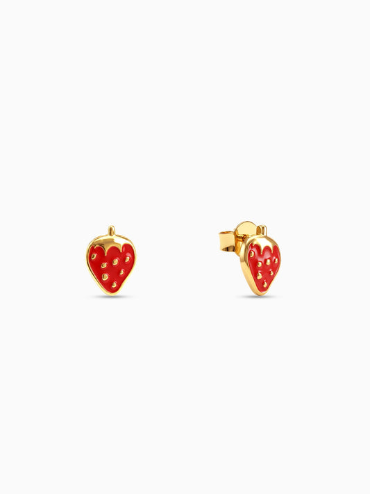 Golden Cute Strawberry Kids Earrings (4-12 yrs)
