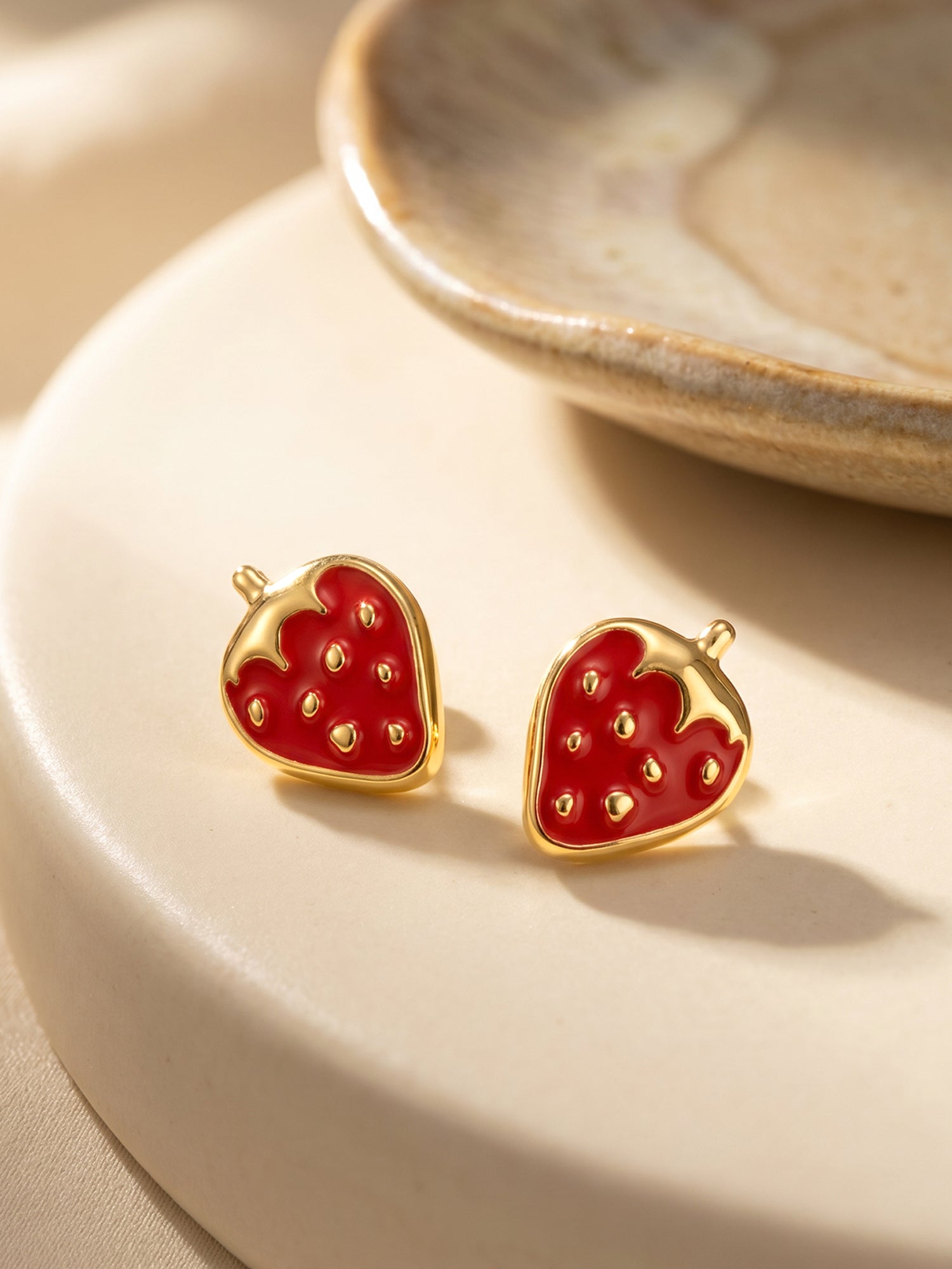 Golden Cute Strawberry Kids Earrings (4-12 yrs)