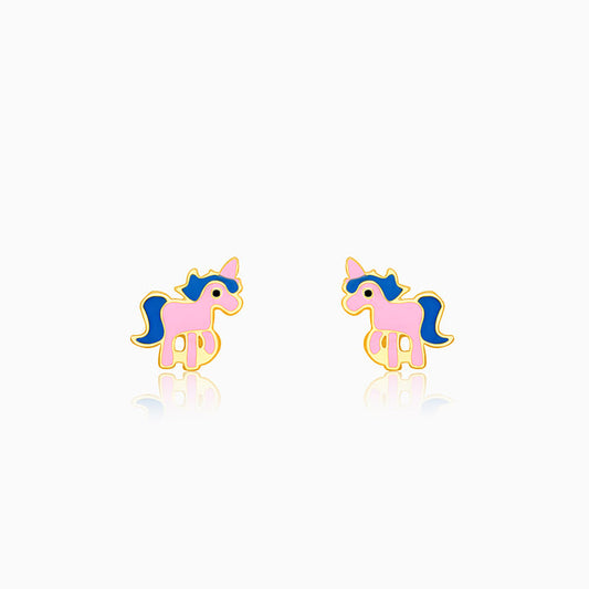 Silver Golden Pie Unicorn Kids Earrings