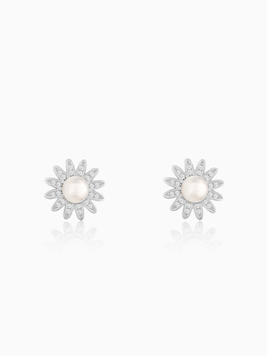 Silver Pearl Buttercup Studs