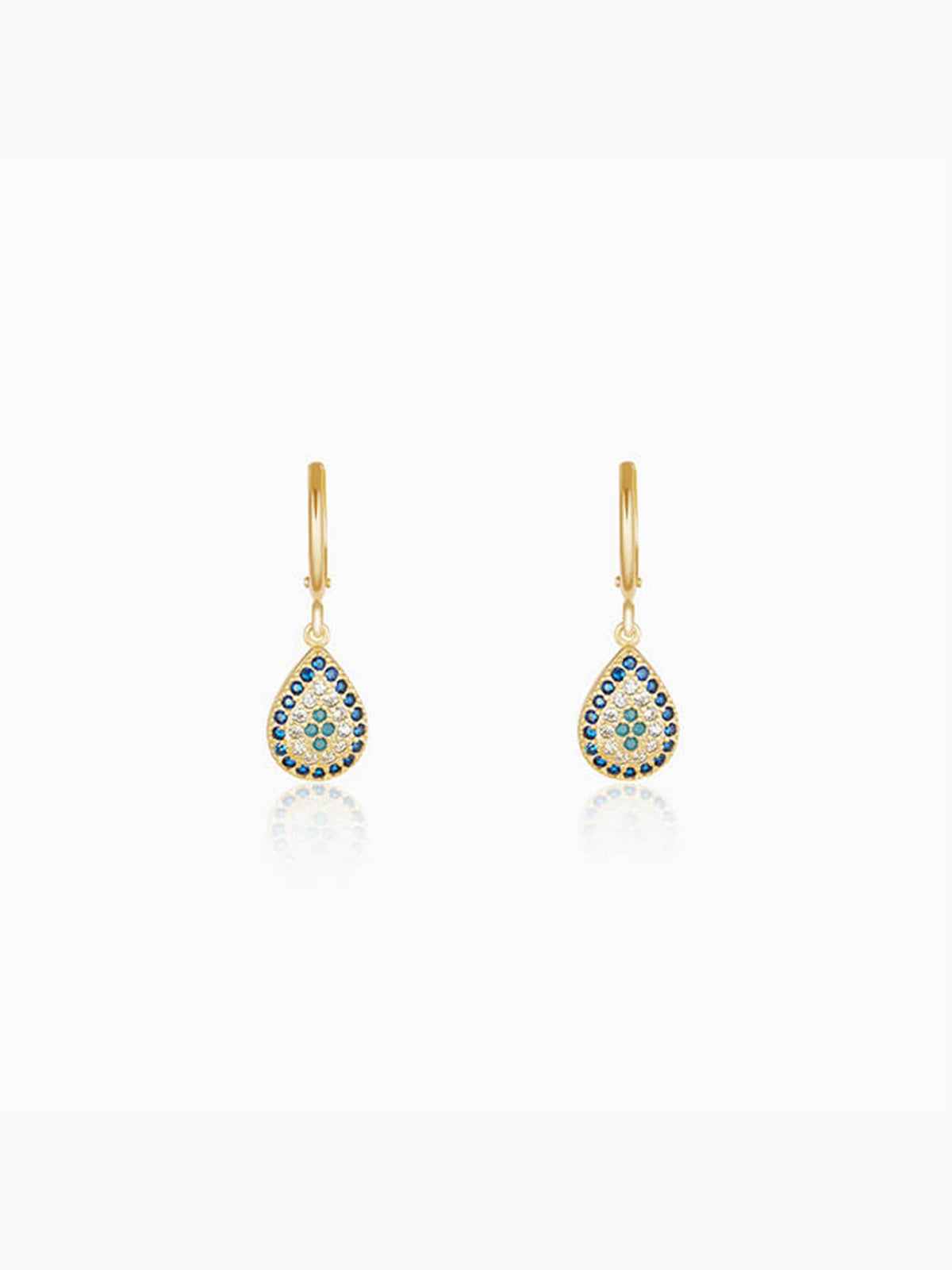 Golden Evil Eye Pear Earrings