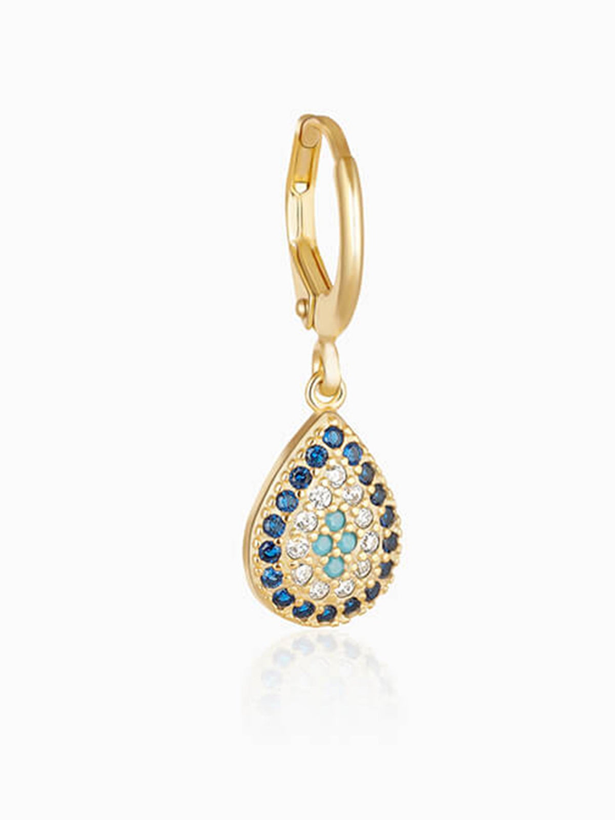 Golden Evil Eye Pear Earrings