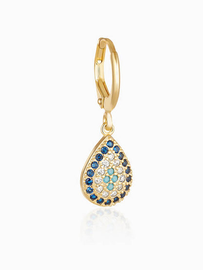 Golden Evil Eye Pear Earrings
