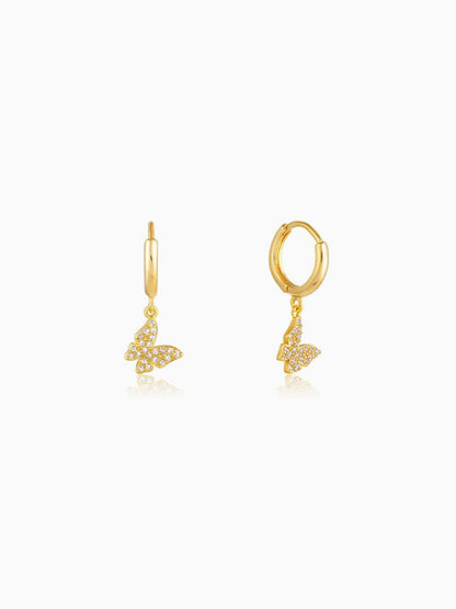 Golden Fluttering Butterfly Earrings