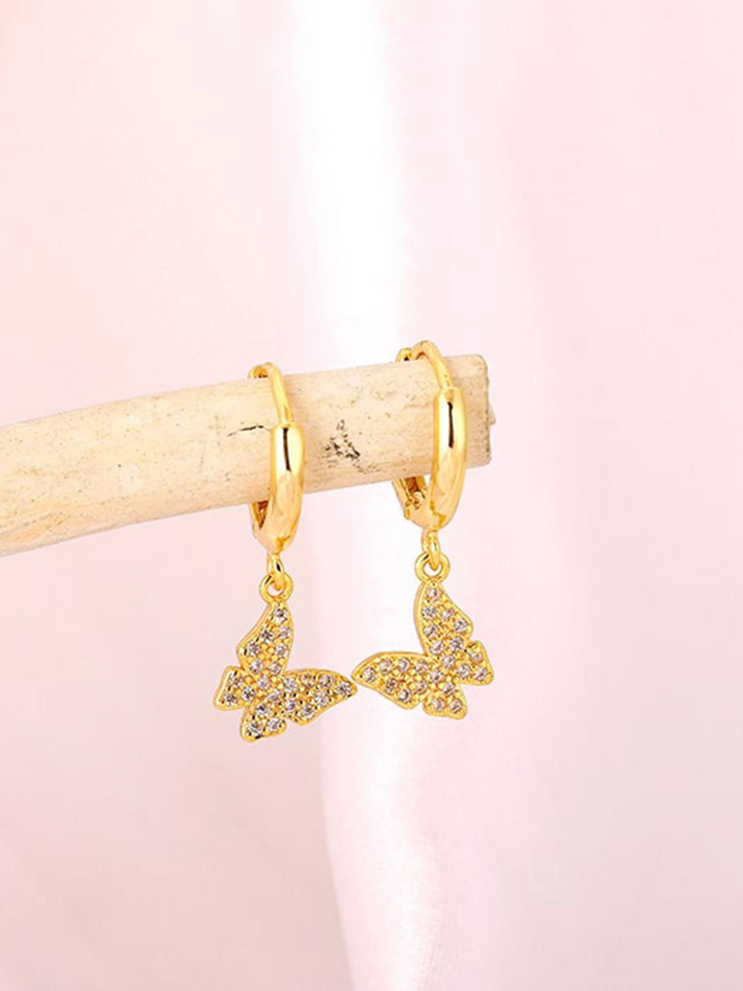 Golden Fluttering Butterfly Earrings