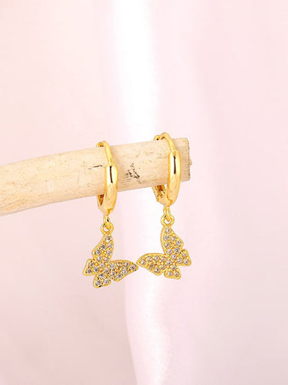 Golden Fluttering Butterfly Earrings