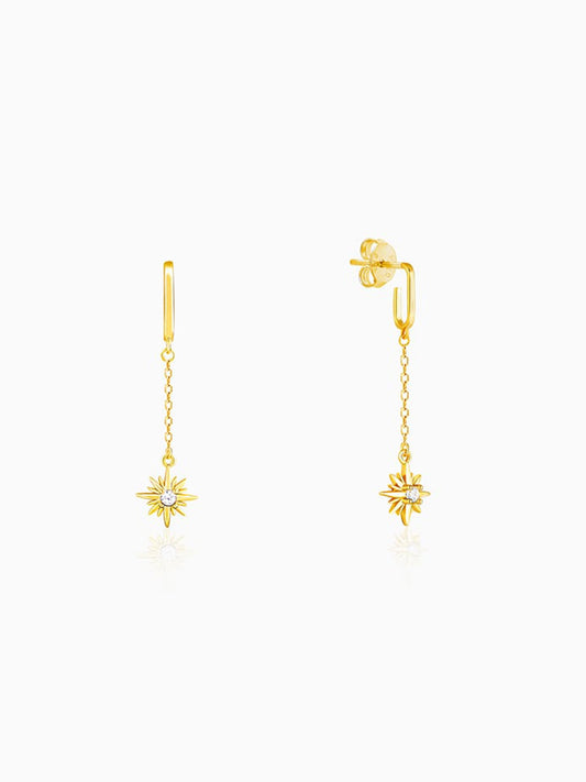 Golden Sparkling Star Dangling Earrings