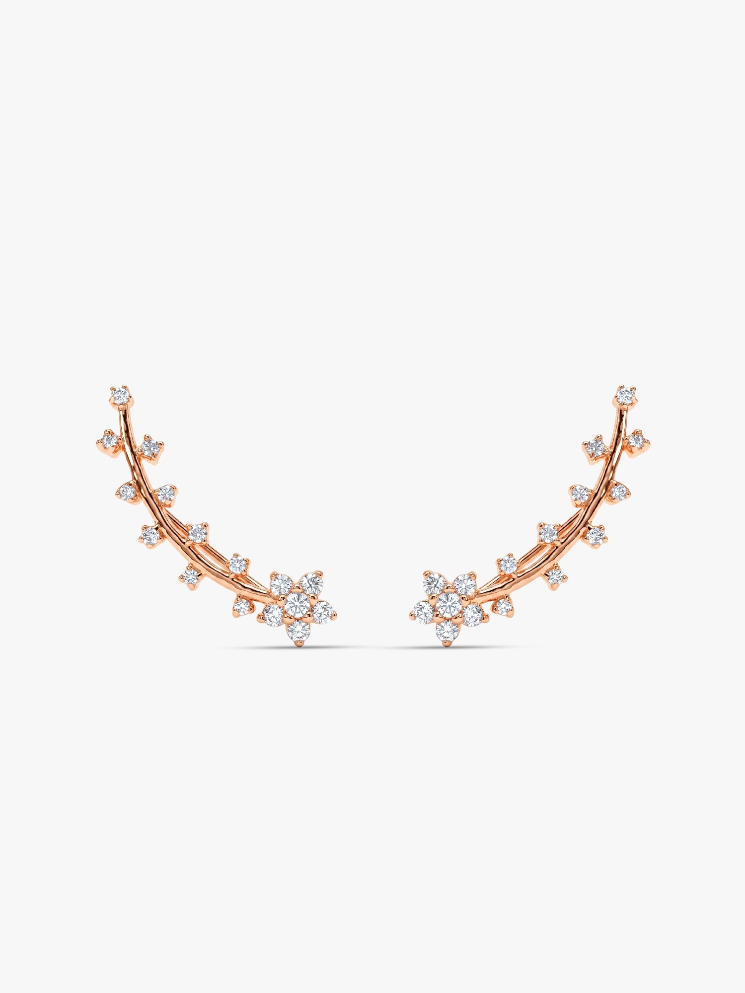 Rose Gold Floral Branch Ear Cuffs