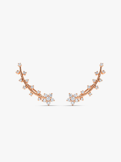 Rose Gold Floral Branch Ear Cuffs