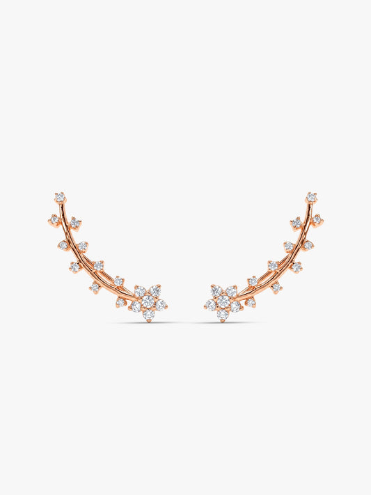 Rose Gold Floral Branch Ear Cuffs