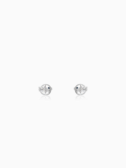 Silver The Fish Stud Earrings (4-12 yrs)