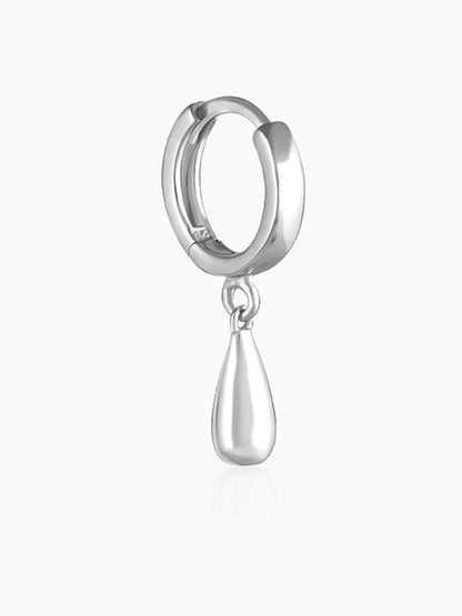 Silver Droplet Hoop Earrings