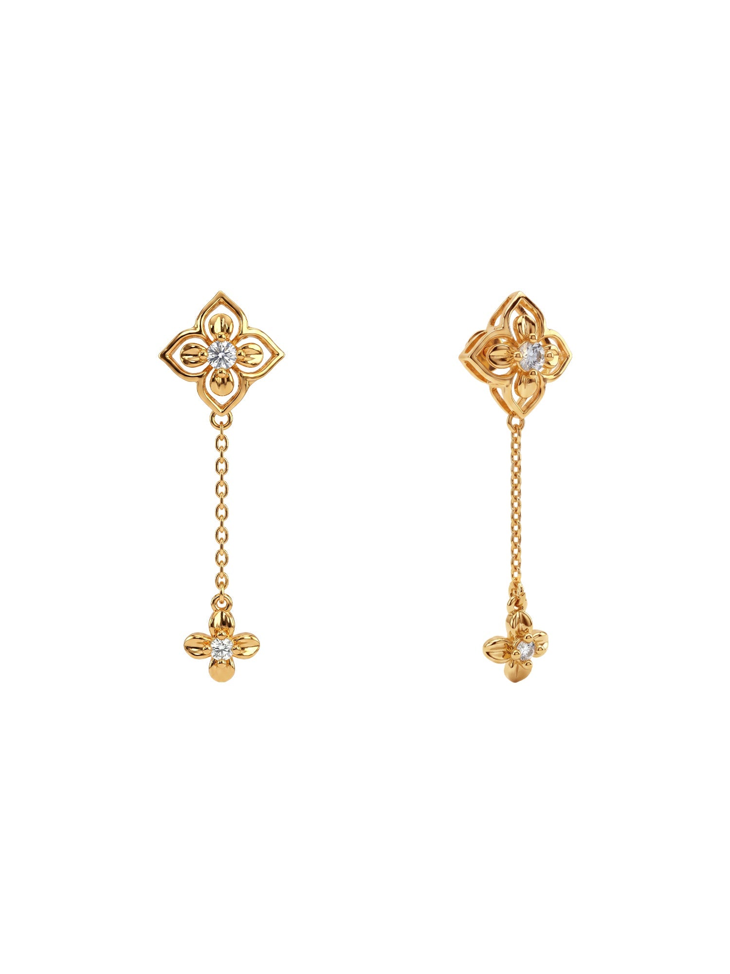 Golden Artsy Floral Earrings