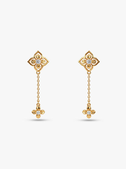 Golden Artsy Floral Earrings