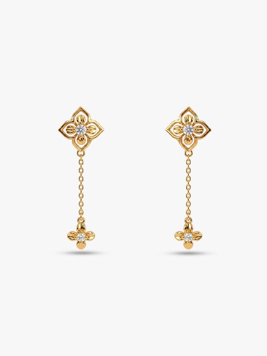 Golden Artsy Floral Earrings