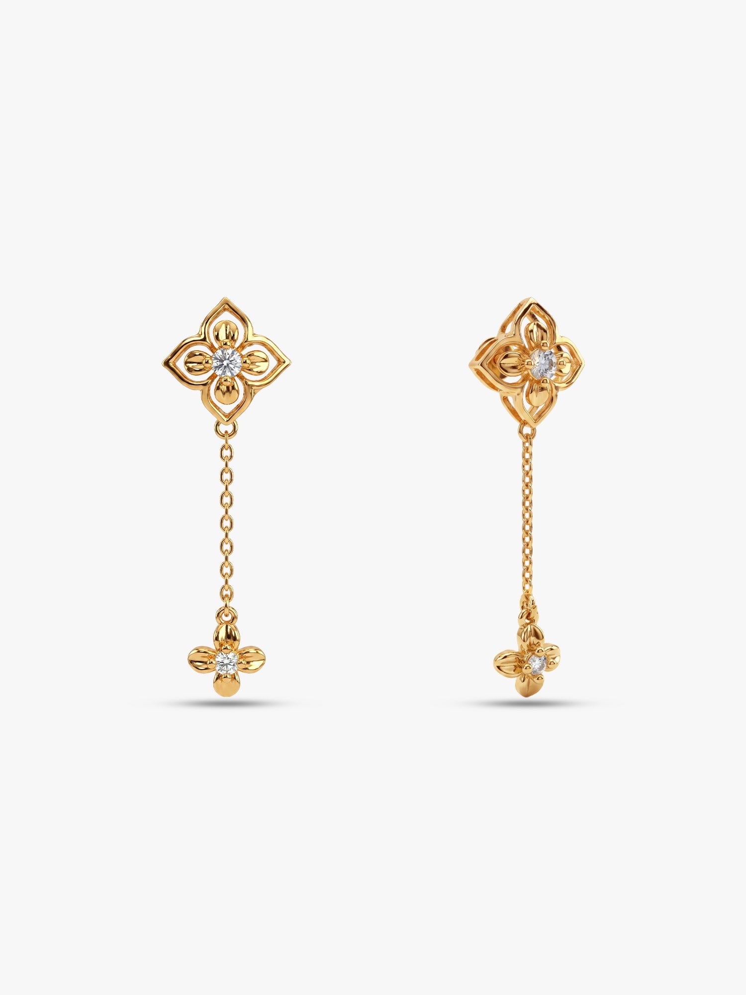 Golden Artsy Floral Earrings