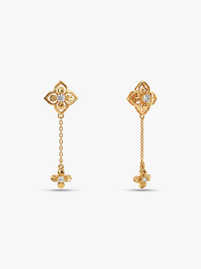 Golden Artsy Floral Earrings