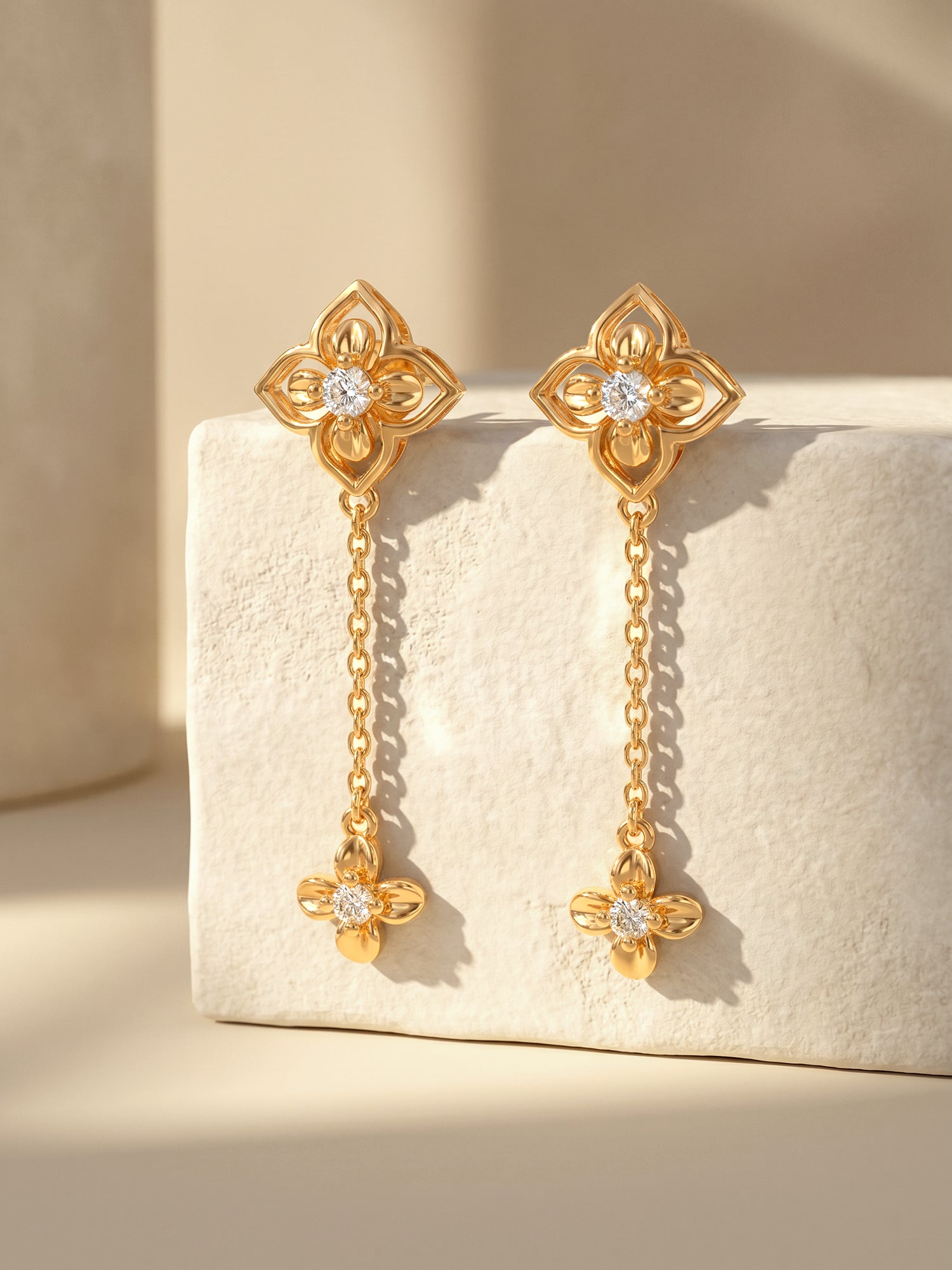 Golden Artsy Floral Earrings