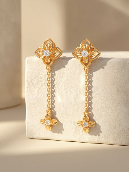 Golden Artsy Floral Earrings