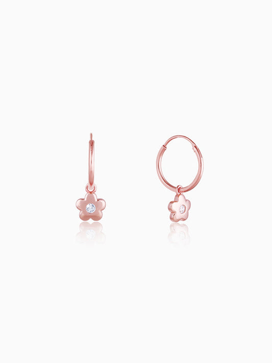 Rose Gold Floral Hoop Earrings