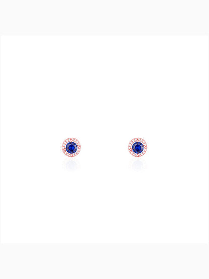 Rose Gold Blue Velvet Studs