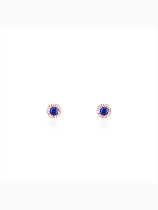Rose Gold Blue Velvet Studs