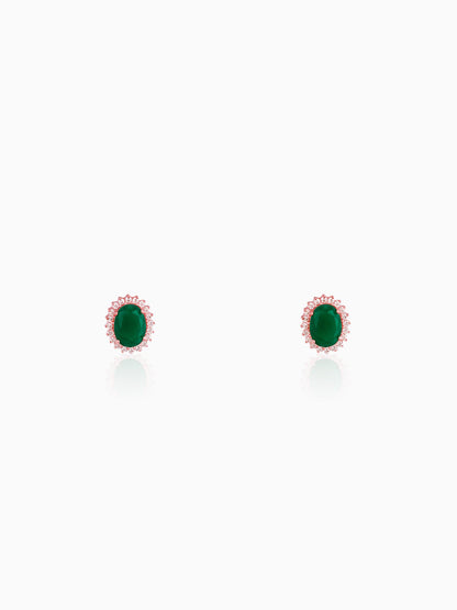 Rose Gold Evergreen Halo Studs