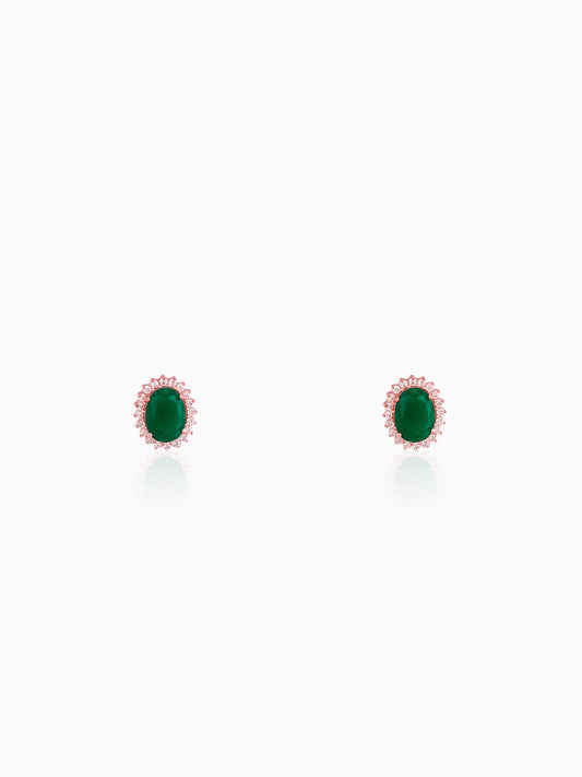 Rose Gold Evergreen Halo Studs