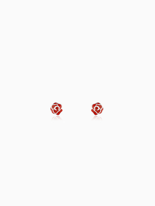 Silver Scarlet Rose Earrings