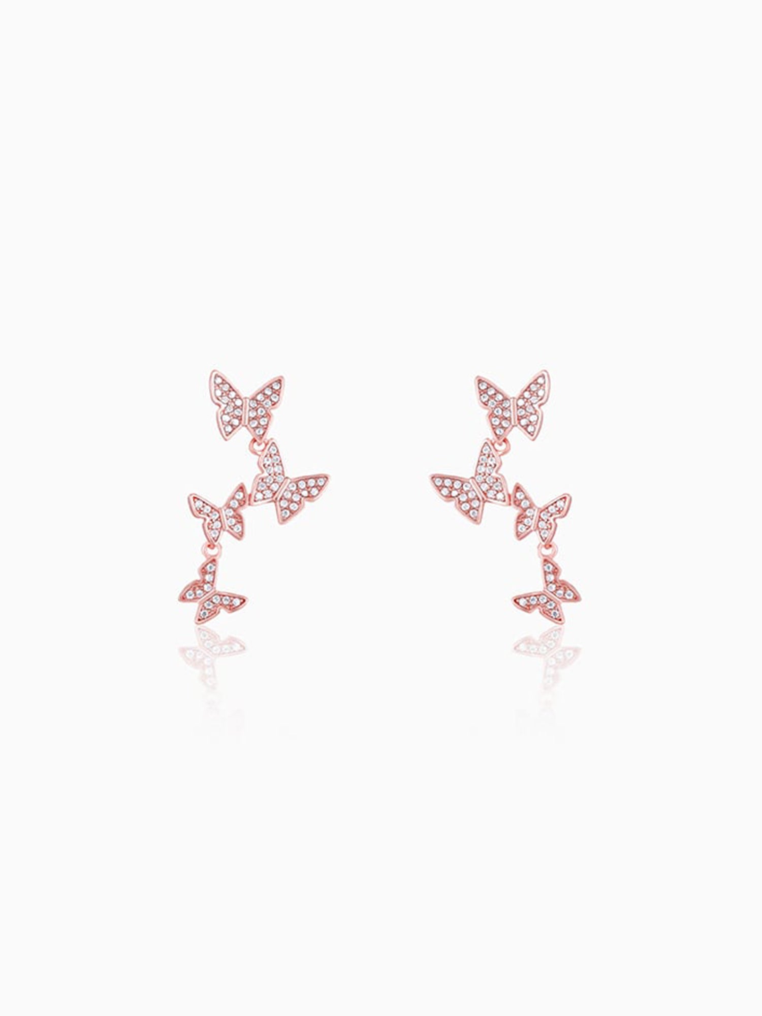 Rose Gold Wavering Wings Earrings