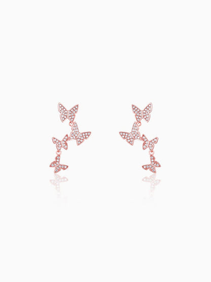 Rose Gold Wavering Wings Earrings
