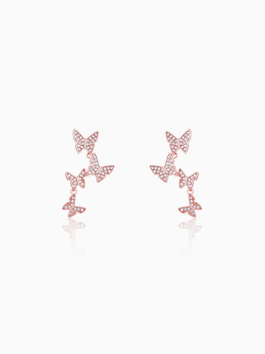 Rose Gold Wavering Wings Earrings