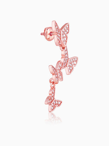 Rose Gold Wavering Wings Earrings
