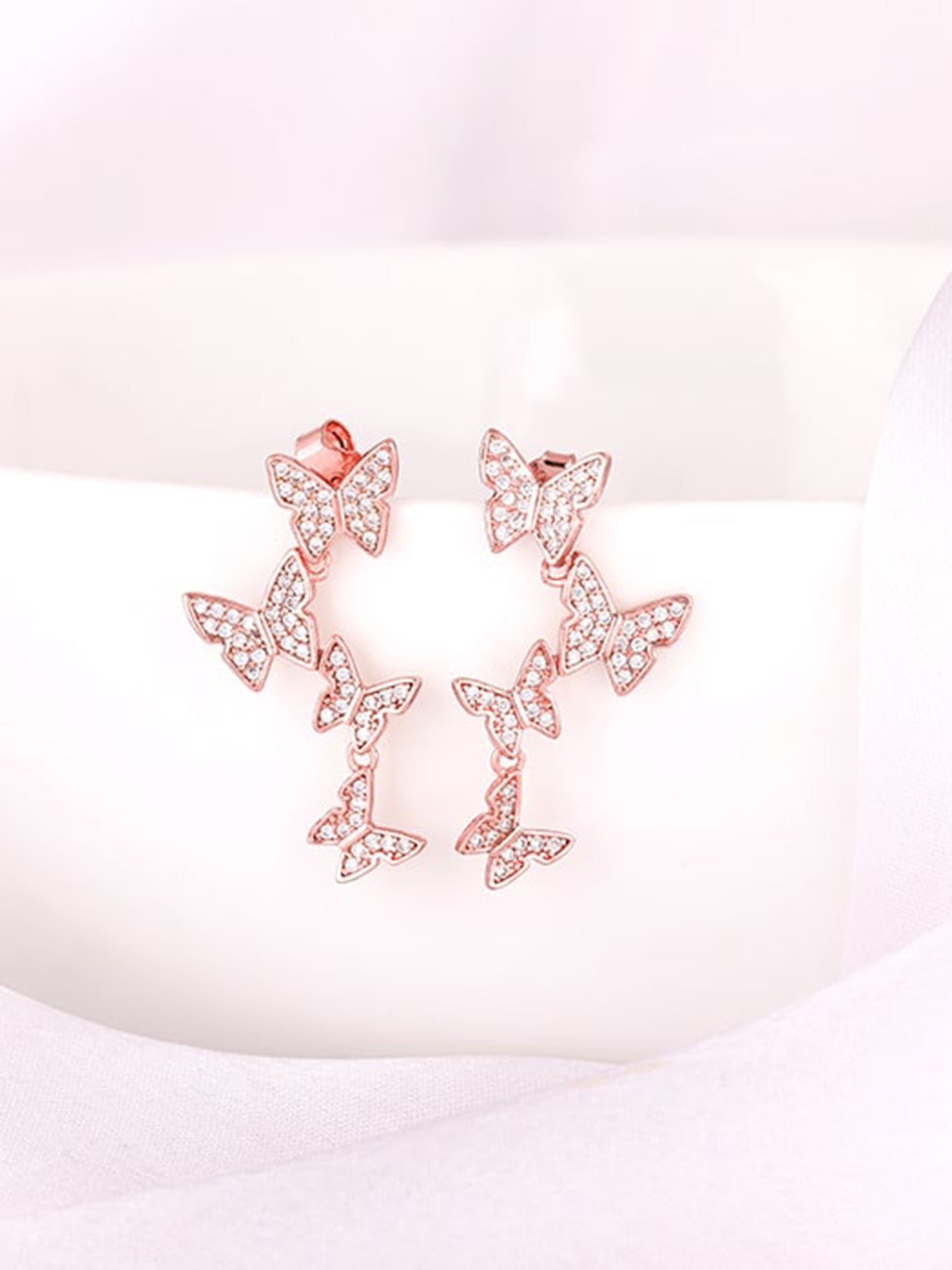 Rose Gold Wavering Wings Earrings