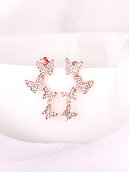 Rose Gold Wavering Wings Earrings