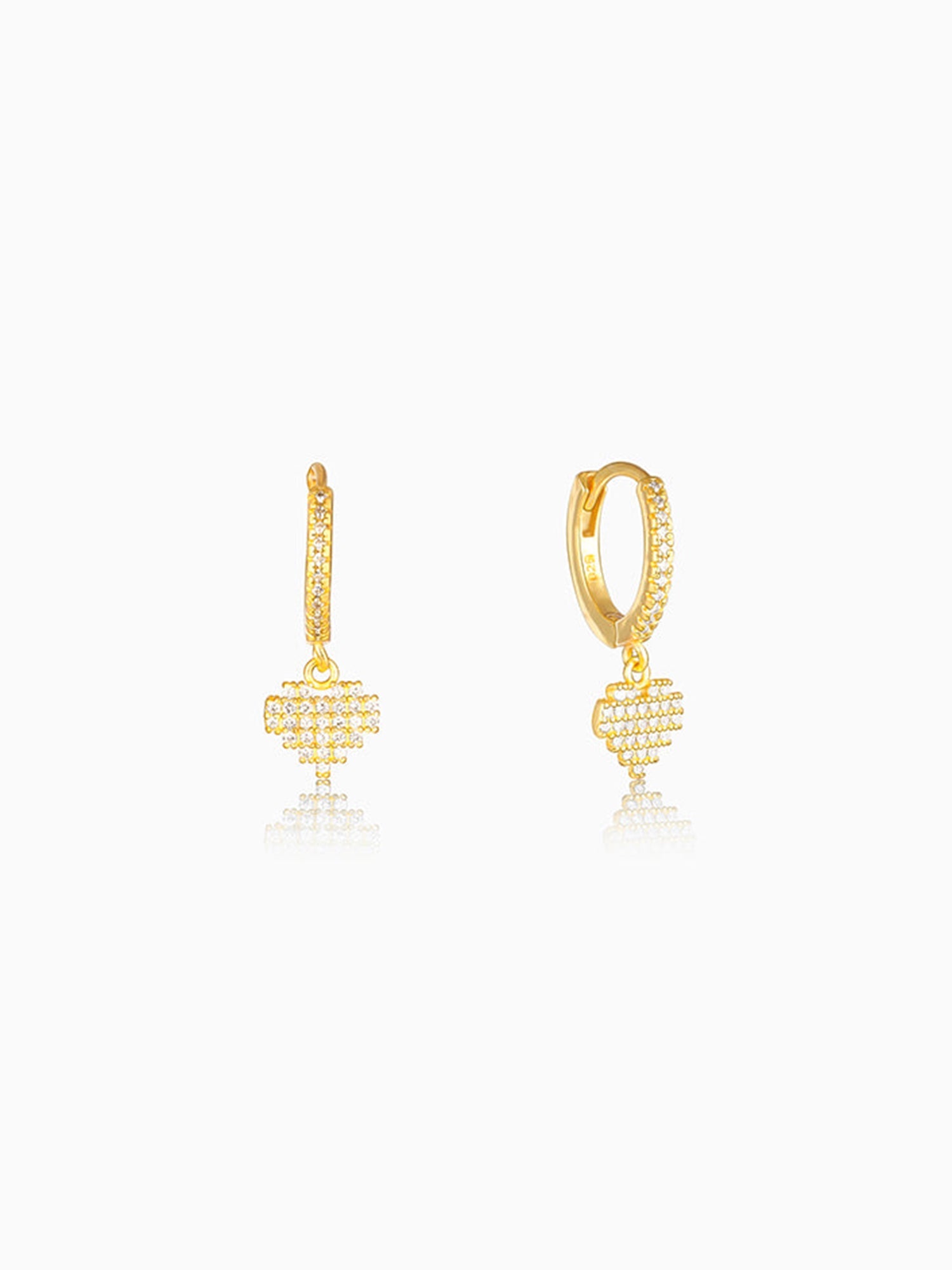 Golden Hanging Heart Hoop Earrings