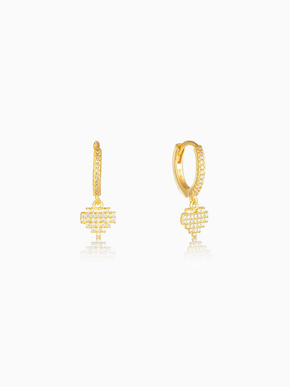 Golden Hanging Heart Hoop Earrings