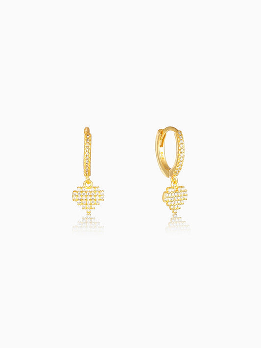 Golden Hanging Heart Hoop Earrings