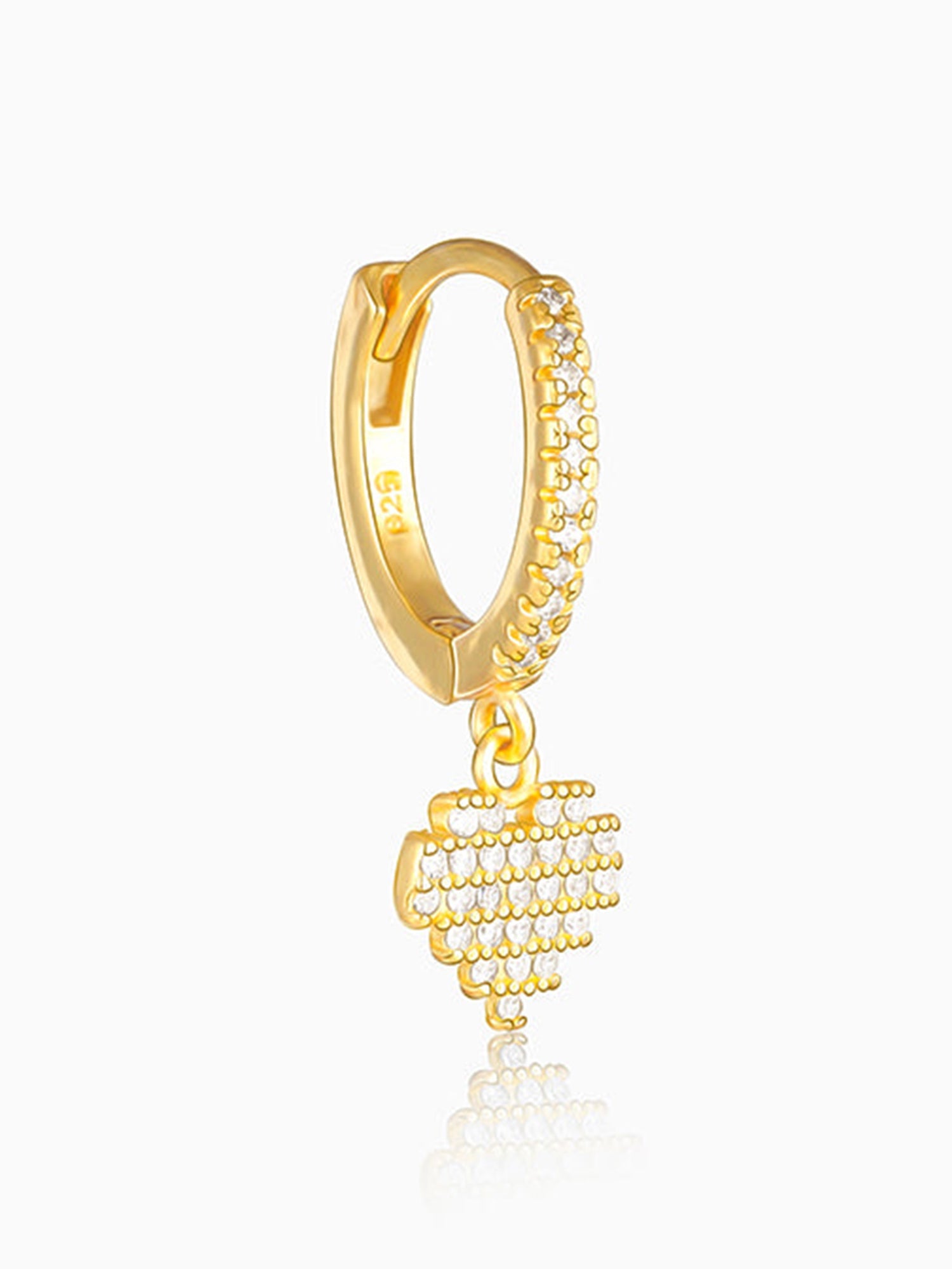 Golden Hanging Heart Hoop Earrings